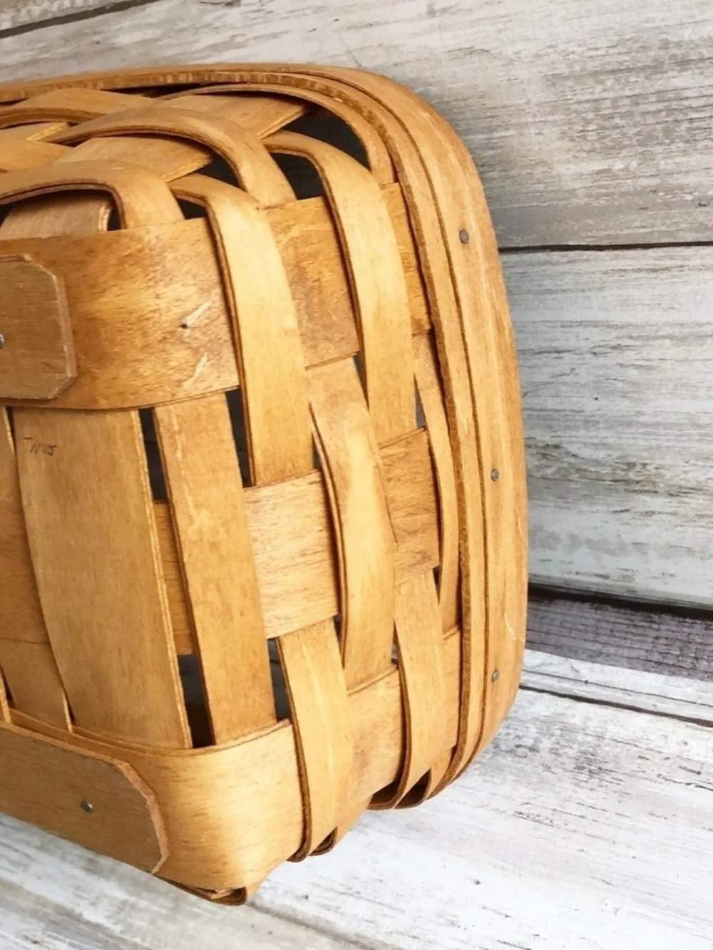 Vintage 1992 Longaberger Handwoven Wooden Bread Cracker Basket 14.5” Rectangle